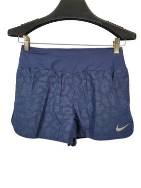 Nike Dri-Fit Running Crew Shorts Women's XS Midnight Navy Blue Leopard Print AOP